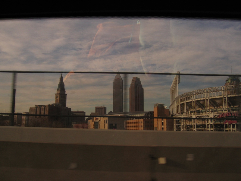 This is what Cleveland looked like through the side window. Along I-90 I think.